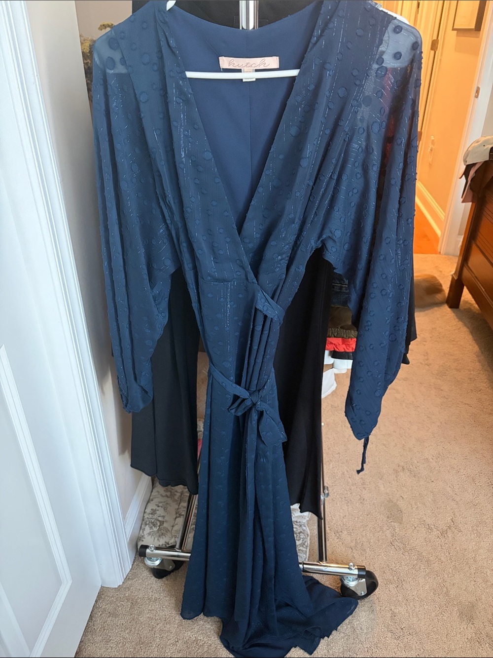Hutch Navy Blue Long Sleeve Wrap Duster